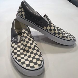 Vans Classic Slip-On Checkerboard Grey/White Sz 12